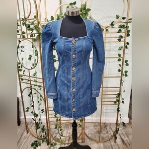 House of Harlow Long-sleeve Denim Dress